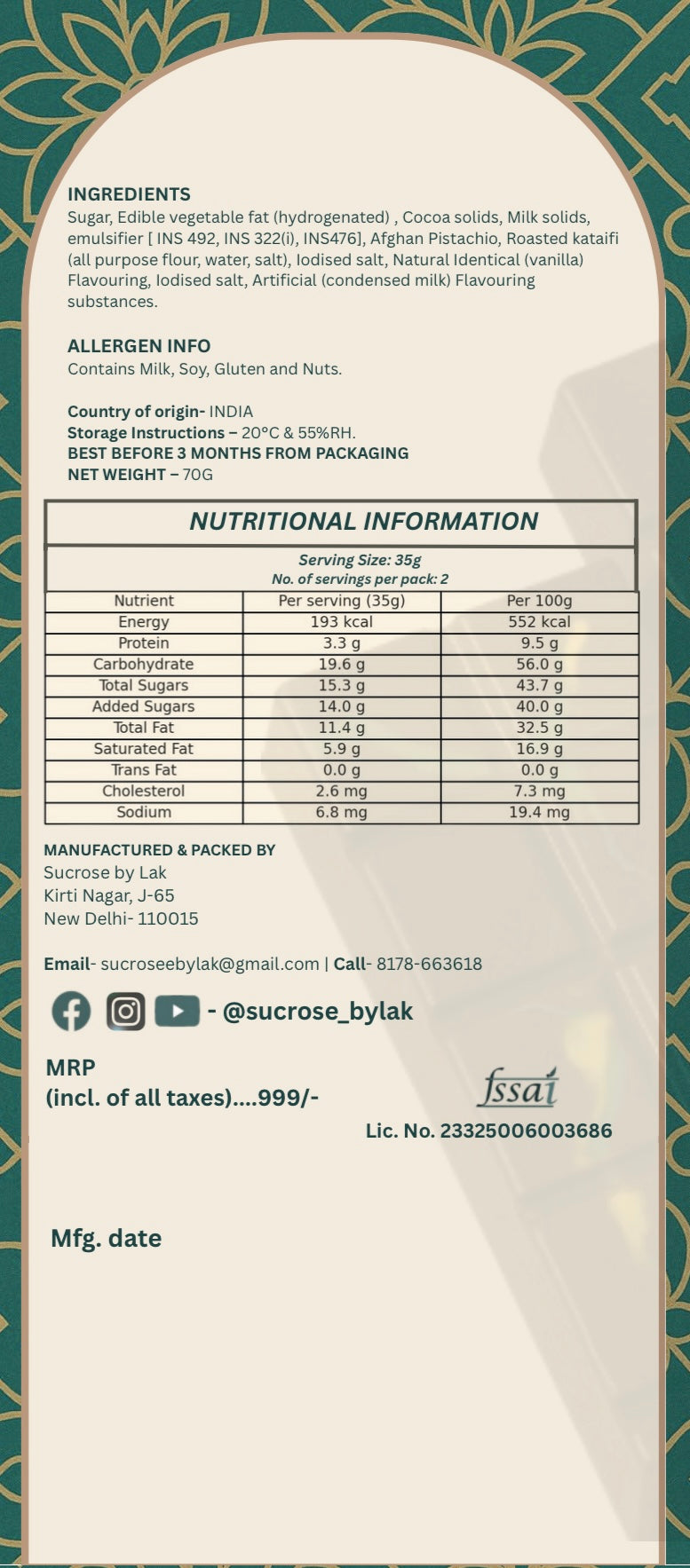 Dubai Kunafa premium handcrafted Chocolate