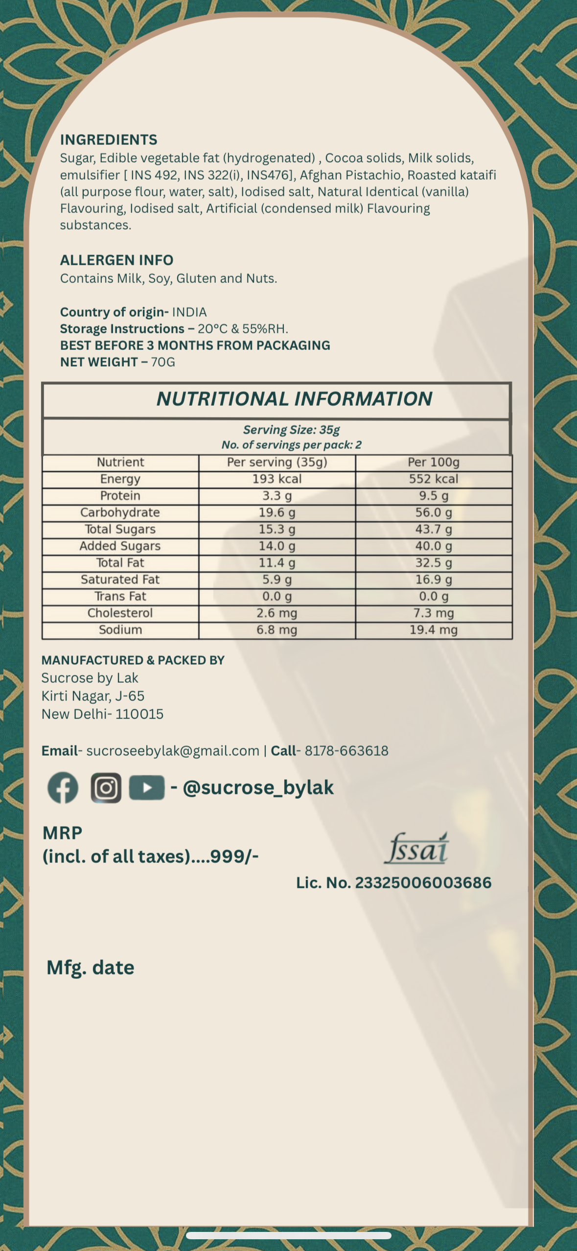 Dubai Kunafa Chocolate